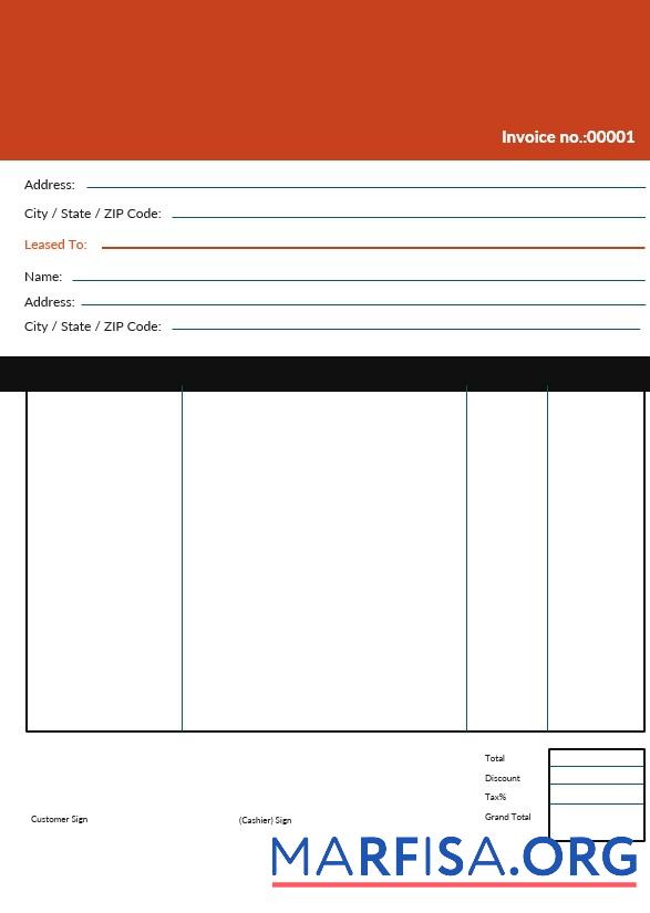 Realistic Editable Commercial Lease Invoice Template